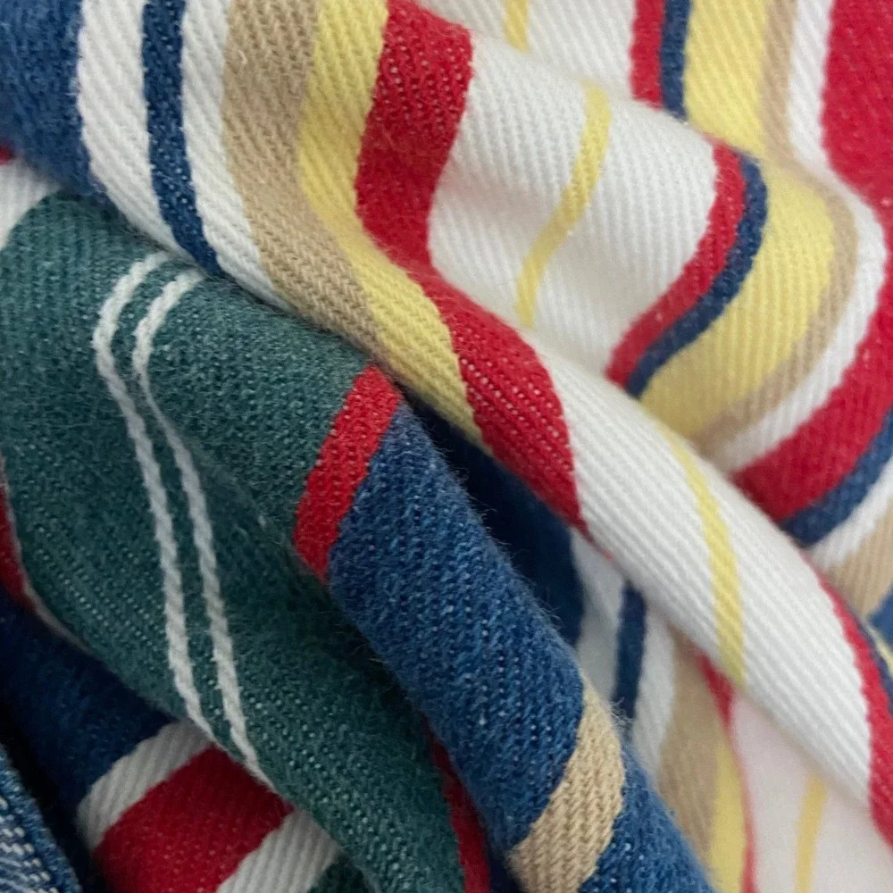 Baxter Natural Indigo Cotton Denim Striped Button Down‎ Shirt Mens L Multicolor